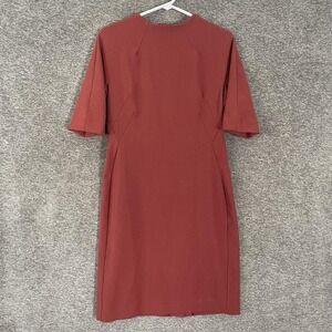 MM.LaFleur Dress Womens 8 Red Half Sleeve Sheath Knee Length Work Office Stretch